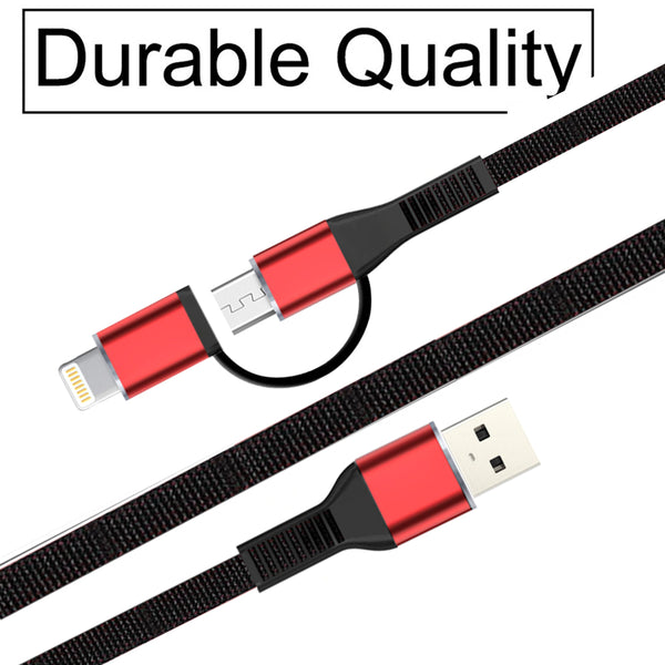 USB Sync & Charging Nylon Braided Data Micro USB Cable With Lightning Connector