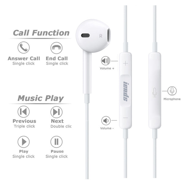 Wired Mono earphone with Mic Earphone, Crisp powerful sound, White