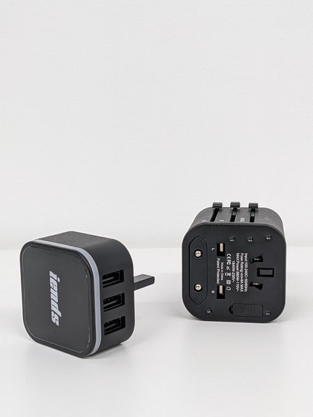 World wide universal travel adapter, Multi plug charger with 3x USB port