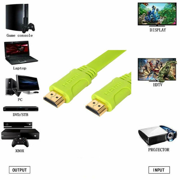 4K HDMI Cable Flat HDMI Lead with Ethernet Support, 3D, Audio Return, (2,3,5 meters)